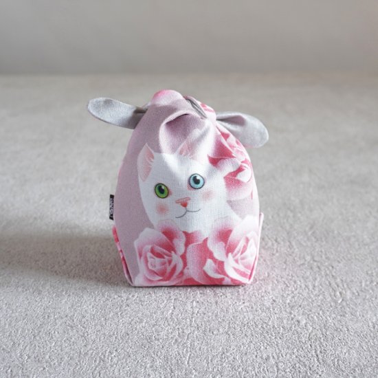 茶器袋　大津型39　ねこコットン　白猫画像