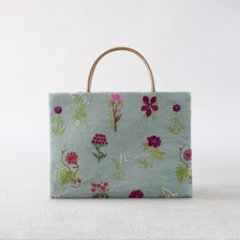 茶礼袋106　花刺繍　緑の画像