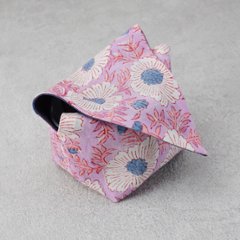 茶碗袋S81　麻×インド更紗画像