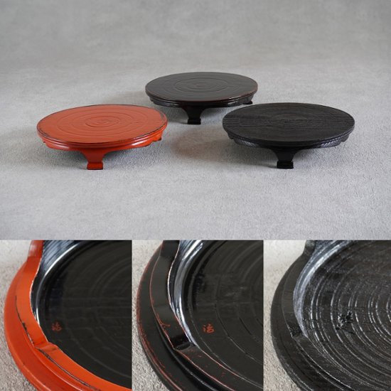 黒根来三つ足盤　6寸画像