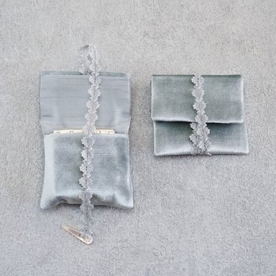 茶巾箱袋09　仏ベルベット　グリーンの画像