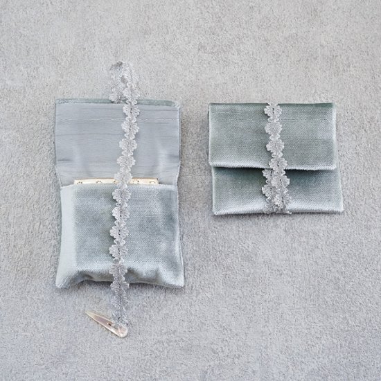 茶巾箱袋09　仏ベルベット　グリーン画像