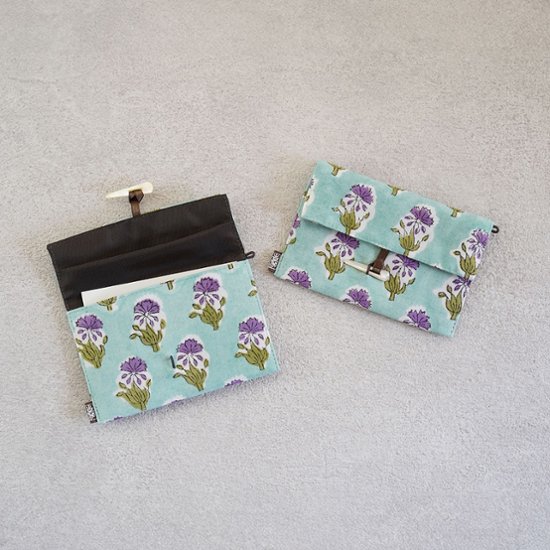 小茶巾入れ28　インド型押し更紗　矢車菊画像