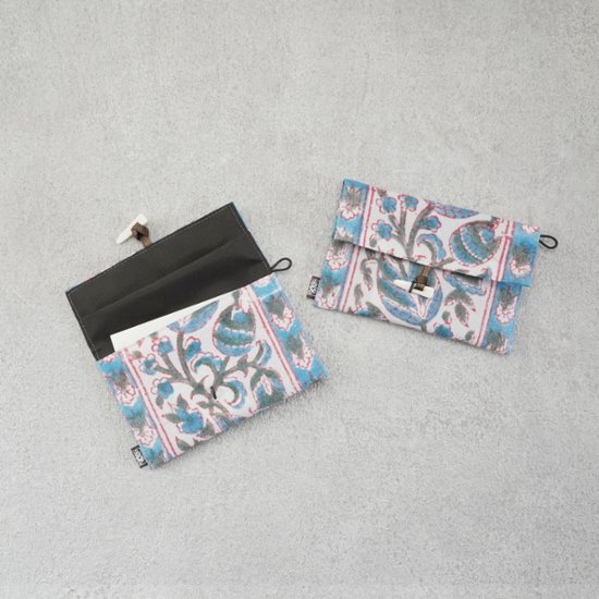 小茶巾入れ33　インド型押し更紗　ベビーブルー画像