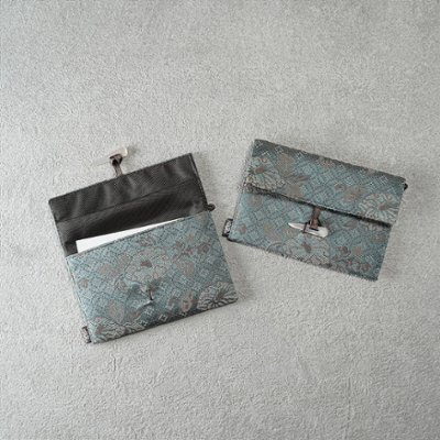 小茶巾入れ48　小菱地牡丹　青の画像