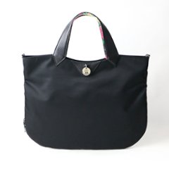 ナイロン/牛革バッグ 底ファスナー付 二本手の画像