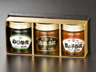 ミニビン詰合せ ｜食べきりサイズ・のり佃煮40ｇ・磯塩うに40ｇ・数の子うに40ｇ｜産地直送　壱岐　かつみのうにの画像