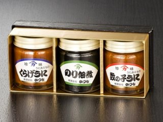 ミニビン詰合せ ｜人気の食べきりサイズ・くらげうに40ｇ・のり佃煮40ｇ・数の子うに40ｇ｜壱岐　かつみのうにの画像