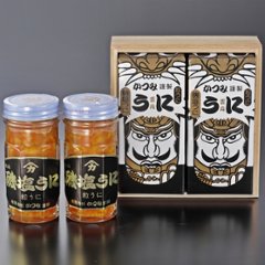 磯塩うに 70g×2本 木箱詰合せ｜お中元やお歳暮などの贈答好適品（ギフトセット）｜壱岐　かつみのうにの画像