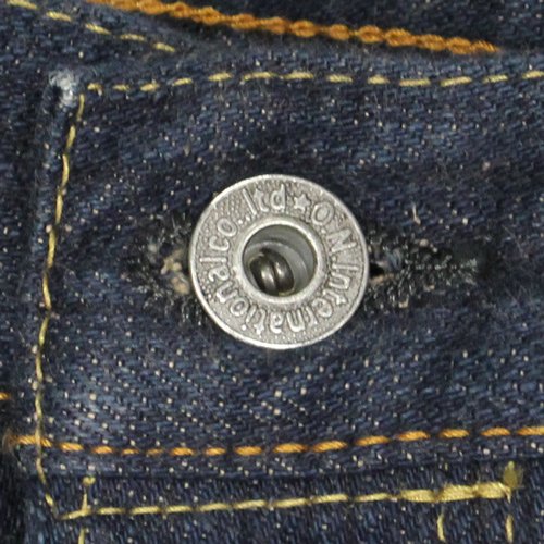 鬼デニム16ozセミハンドメイド天然藍染ベージュトッピング｢極｣ジーンズ