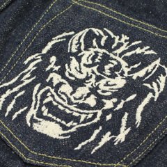 鬼デニム20ozシークレットジーンズ「288ZR」鬼顔綿糸刺繍画像