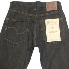 鬼デニム12oz経糸ブラック × 緯糸オリーブデニムジーンズ｢246-BKOL｣画像