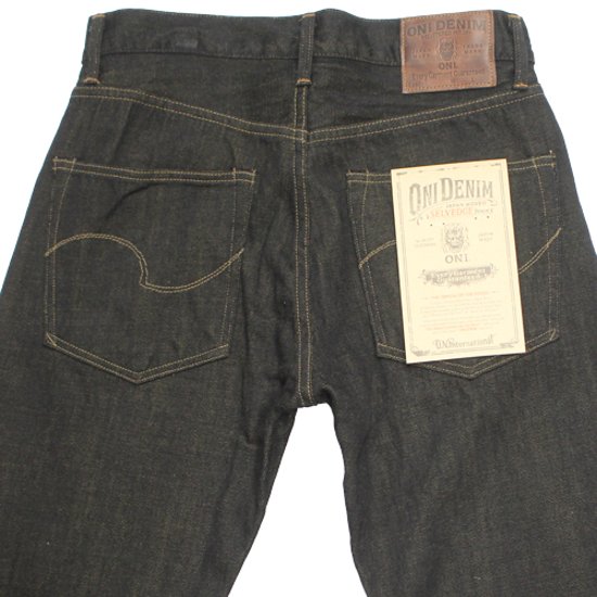 鬼デニム12oz経糸ブラック × 緯糸オリーブデニムジーンズ｢246-BKOL｣画像
