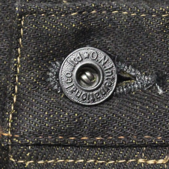 鬼デニム12oz経糸ブラック × 緯糸オリーブデニムジーンズ｢246-BKOL｣画像