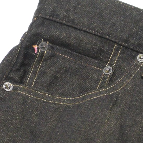 鬼デニム12oz経糸ブラック × 緯糸オリーブデニムジーンズ｢246-BKOL｣画像