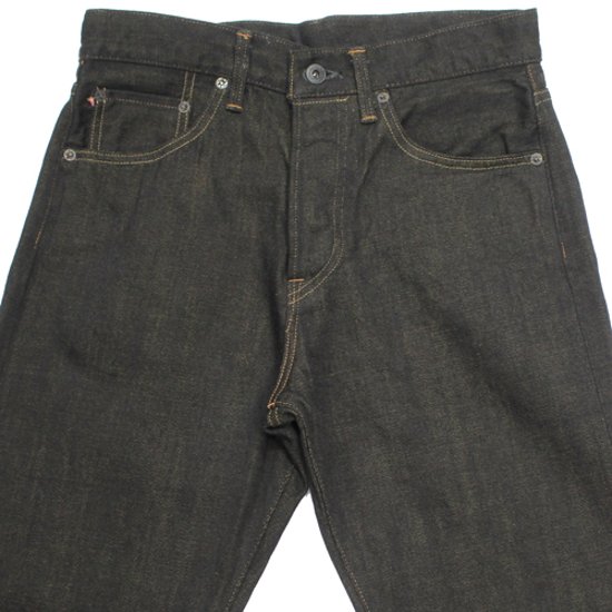 鬼デニム12oz経糸ブラック × 緯糸オリーブデニムジーンズ｢246-BKOL｣画像