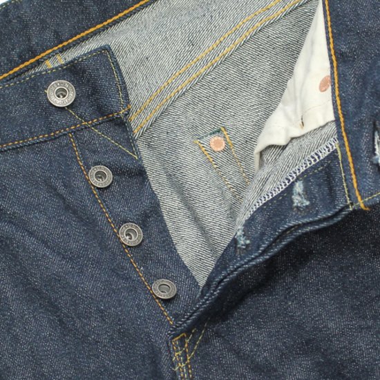 鬼デニム14.5oz石川台ストレッチデニムリラックステーパードジーンズ｢121S｣画像