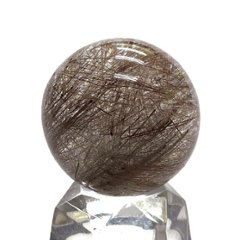 天然石 ルチルクォーツ 丸玉 3.3cm (1201)の画像