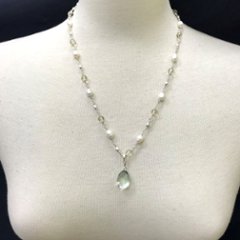 天然石 アメジストとパールのネックレス  (202)  シルバー磨き用布付き 画像