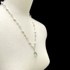 天然石 アメジストとパールのネックレス  (202)  シルバー磨き用布付き 画像