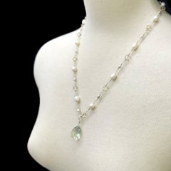 天然石 アメジストとパールのネックレス  (202)  シルバー磨き用布付き 画像