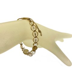 天然石 ルチルクォーツ 紐編み マクラメ編み ブレスレット (16.5-22.5cm) 209画像