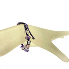 天然石  アメジスト 紐編み マクラメ編みブレスレット  (15-20.5cm) 217画像