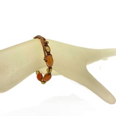 天然石 カーネリアン 紐編み マクラメ編み ブレスレット  (15.5-20cm) 213画像