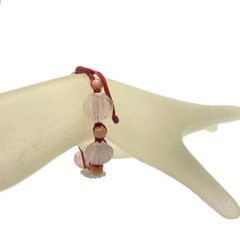 天然石 ローズクォーツ 紐編み マクラメ編み ブレスレット (16-21cm) 211画像