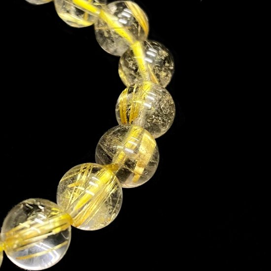 天然石 ゴールドルチルクォーツ  ブレスレット (16.5cm) 212画像