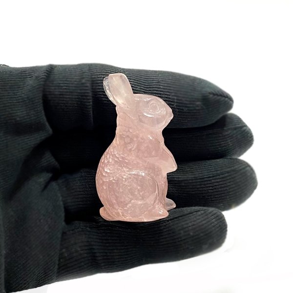 天然石 ローズクォーツ ウサギ 卯年 置物（2301）「おまかせ品」｜創作