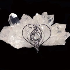 天然石 水晶 ペンダント シルバーワイヤー ジュエリー ネックレス（25105）シルバー磨き用布付 画像