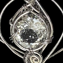 天然石 水晶 ペンダント シルバーワイヤー ジュエリー ネックレス（25105）シルバー磨き用布付 画像