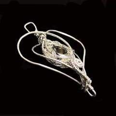 天然石 水晶 ペンダント シルバーワイヤー ジュエリー ネックレス（25105）シルバー磨き用布付 画像