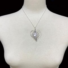 天然石 水晶 ペンダント シルバーワイヤー ジュエリー ネックレス（25105）シルバー磨き用布付 画像