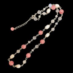 天然石 インカローズ シルバーワイヤー ジュエリー ネックレス（25111）シルバー磨き用布付 ハンドメイド（限定品）の画像