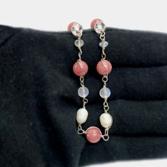 天然石 インカローズ シルバーワイヤー ジュエリー ネックレス（25111）シルバー磨き用布付 ハンドメイド（限定品）画像