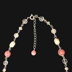 天然石 インカローズ シルバーワイヤー ジュエリー ネックレス（25111）シルバー磨き用布付 ハンドメイド（限定品）画像