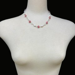 天然石 インカローズ シルバーワイヤー ジュエリー ネックレス（25111）シルバー磨き用布付 ハンドメイド（限定品）画像