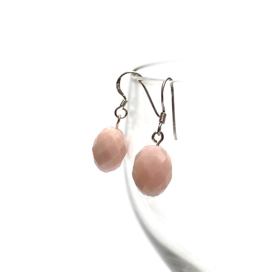 天然石 ピンクオパール ピアス (25120) ハンドメイド  シルバー磨き用布付画像