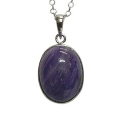 天然石 チャロアイト ペンダントトップ ネックレス（25126）シルバー磨き用布付の画像