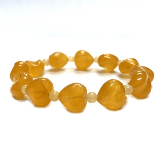 天然石 カービングハート アラゴナイトブレスレット  (25130) 画像