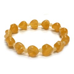 天然石 カービングハート アラゴナイトブレスレット  (25130) 画像