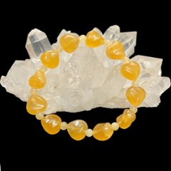 天然石 カービングハート アラゴナイトブレスレット  (25130) 画像