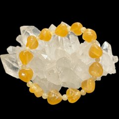 天然石 カービングハート アラゴナイトブレスレット  (25130) 画像