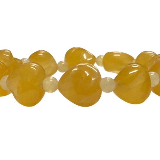 天然石 カービングハート アラゴナイトブレスレット  (25130) 画像