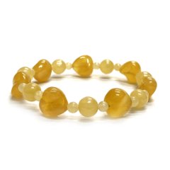 天然石 カービングハート アラゴナイトブレスレット  (25131)  17cmの画像