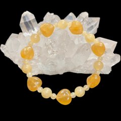 天然石 カービングハート アラゴナイトブレスレット  (25131)  17cm画像