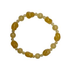 天然石 カービングハート アラゴナイトブレスレット  (25131)  17cm画像