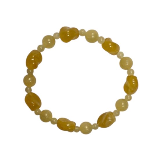 天然石 カービングハート アラゴナイトブレスレット  (25131)  17cm画像